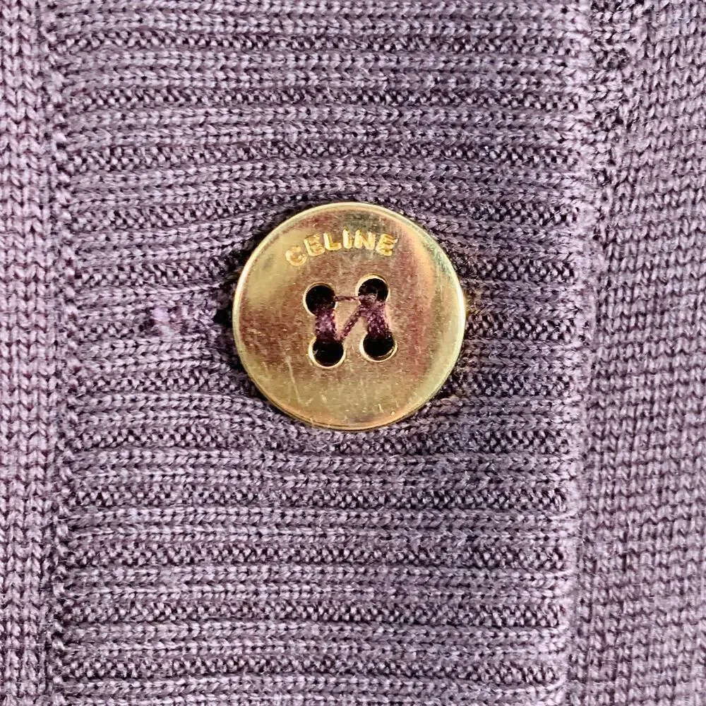 CELINE Size M Brown Beige Color Block 2 Pockets Cardigan
